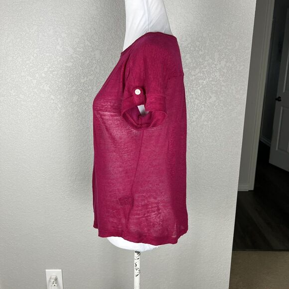 Ralph Lauren LRL Size PS Petite Linen Pink Short Sleeve Sweater lightweight - Picture 3 of 6